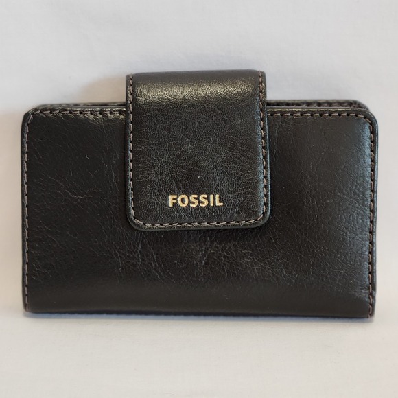 Fossil Madison Multifunction Wallet New $70 Black Leather 5.5 x 4 Billfold - Picture 1 of 8